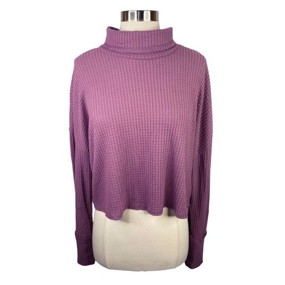 Wild Fable Dark Mauve Waffle Knit Crop Top - Size Large - Picture 1 of 4